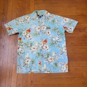 GJC St Thomas Mens Hawaiian Shirt Size M Medium Tropical Floral Cotton.